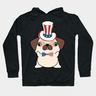 Funny pug dog is wearing uncle sam hat Hoodie